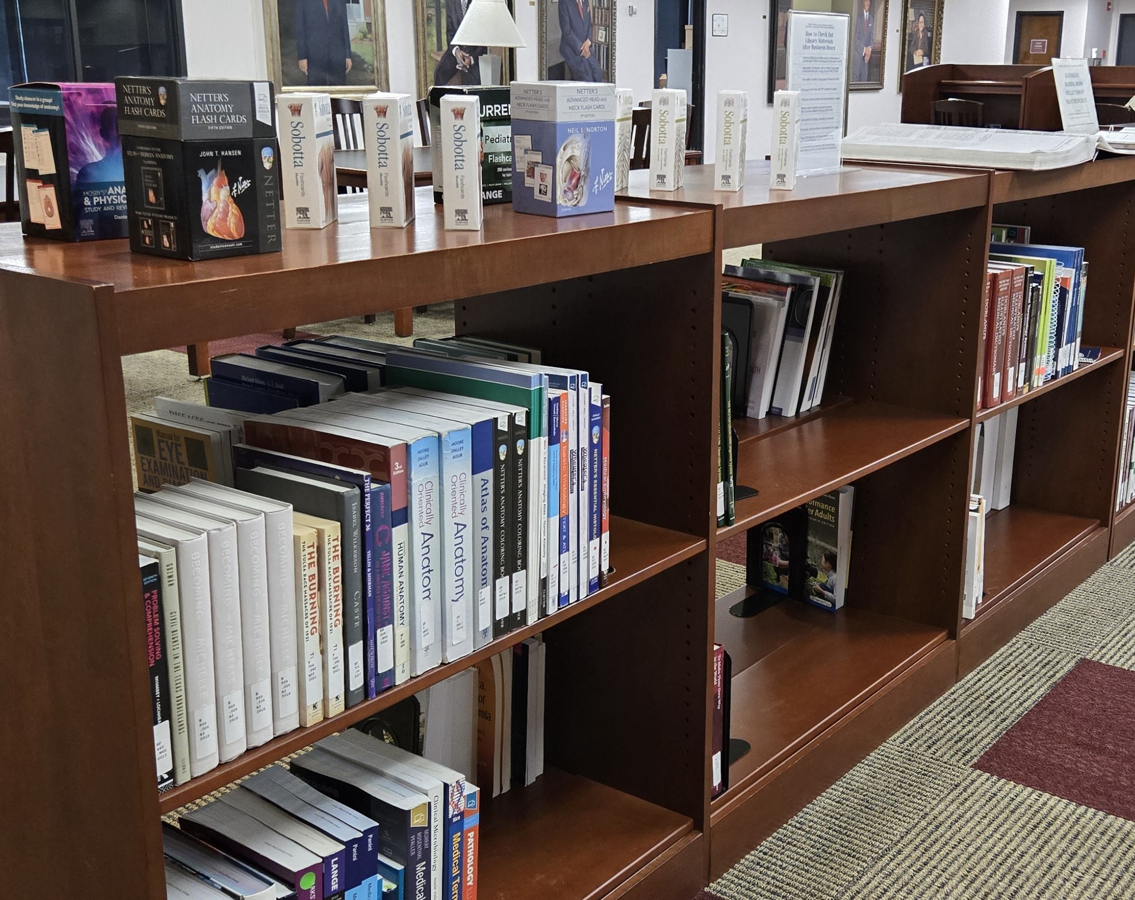A well-stocked library shelf with books.