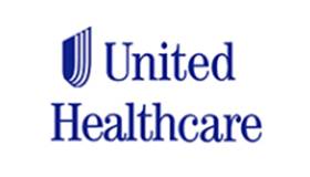 Image of a logo with the text "United Healthcare" in a blue and white color scheme.