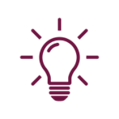 A purple light bulb with a black background.