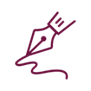 Pink pen drawing a bird on a black background.