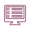 Computer monitor with pink lines and icons.