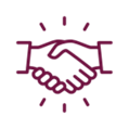 Handshake symbol with two hands touching, representing agreement or partnership.