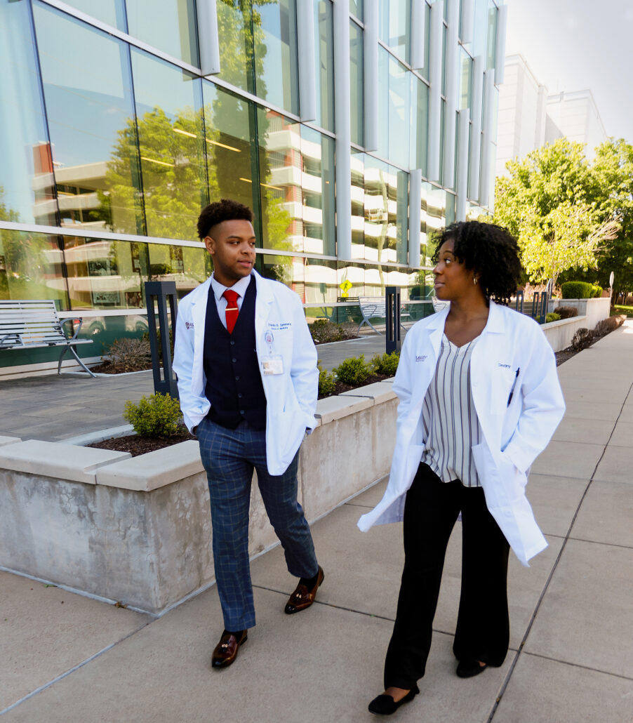 Meharry students walking on campus