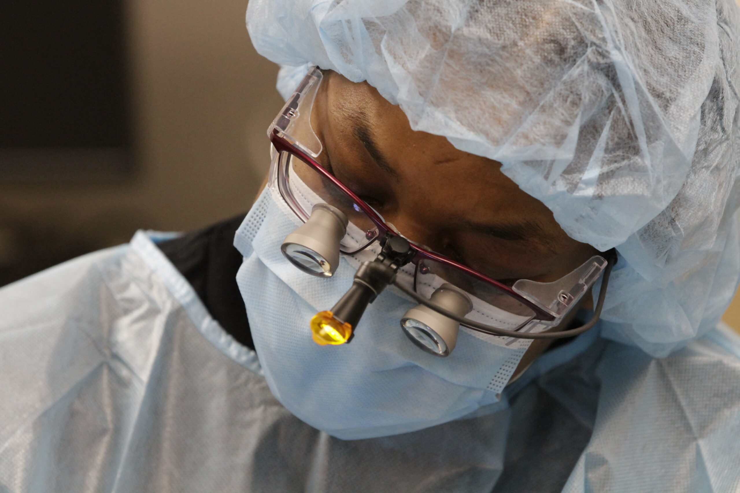Medical worker in protective gear.