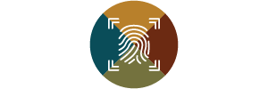 The image is a logo with a circular design featuring a central symbol surrounded by a colorful ring. The central symbol appears to be a stylized representation of a human figure or a person. The colors in the ring are red, yellow, green, and blue.