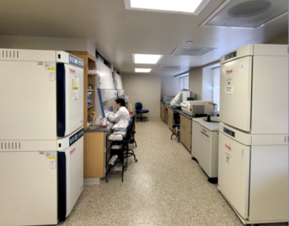 A well-equipped laboratory with various machines and equipment.