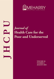 The image is of a book cover. It features a purple background with a white and red logo on the top left corner. The title of the book is "JHCPU JOURNAL OF HEALTH CARE FOR THE POOR AND UNDERSERVED" in white text. The cover also has a subtitle "Volume 46, Number 2" in smaller white text. The overall style of the image is formal and academic.