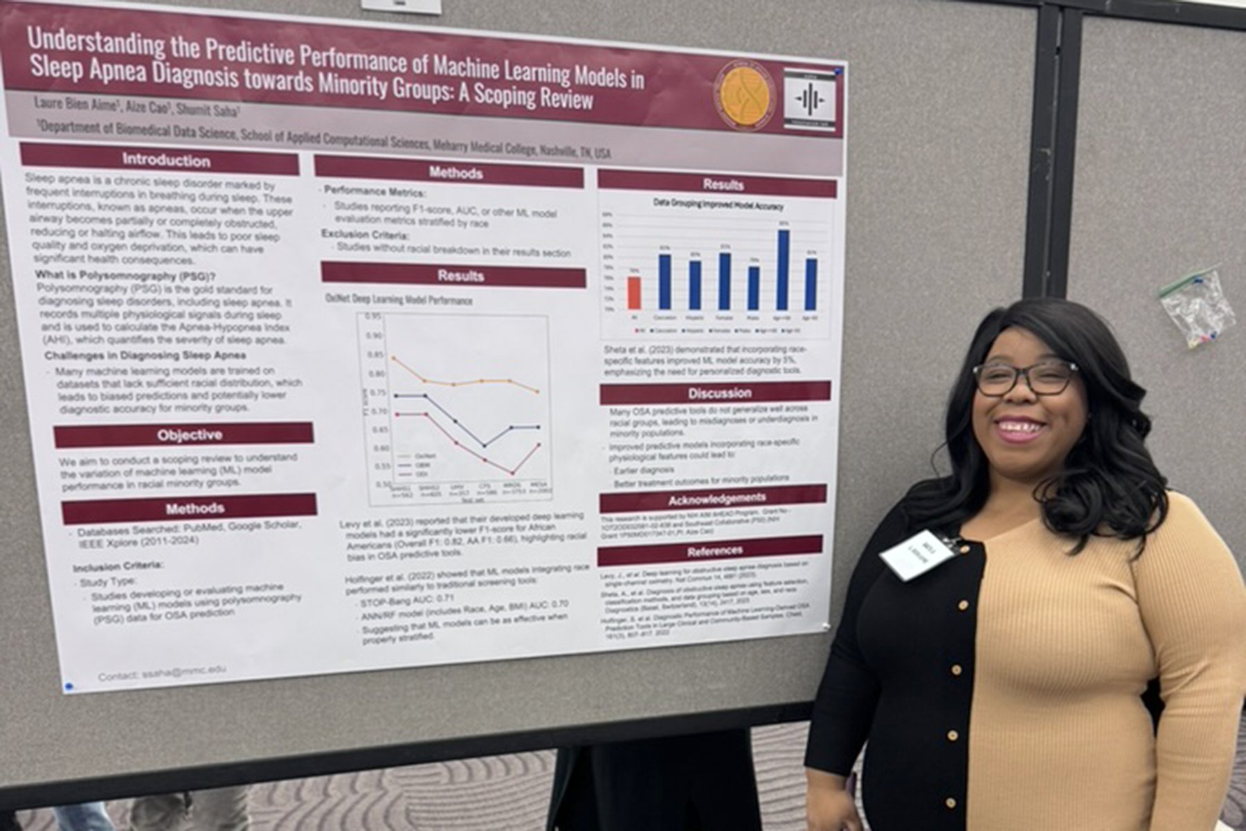 Laure Bien Aime with poster