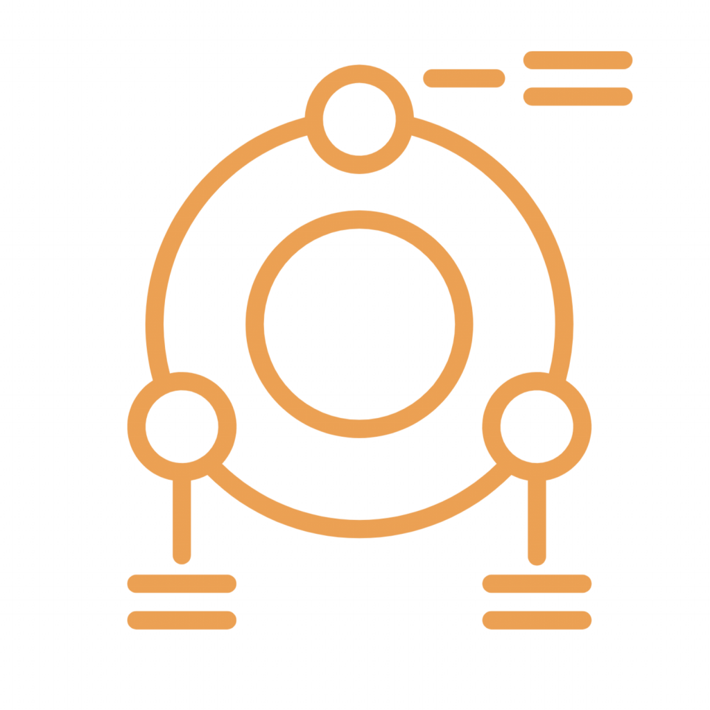 Orange symbol on black background.