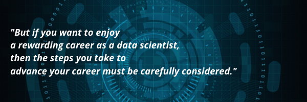 A motivational quote on a futuristic background.