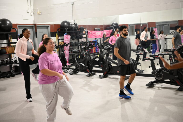 Students participating in Zumba class