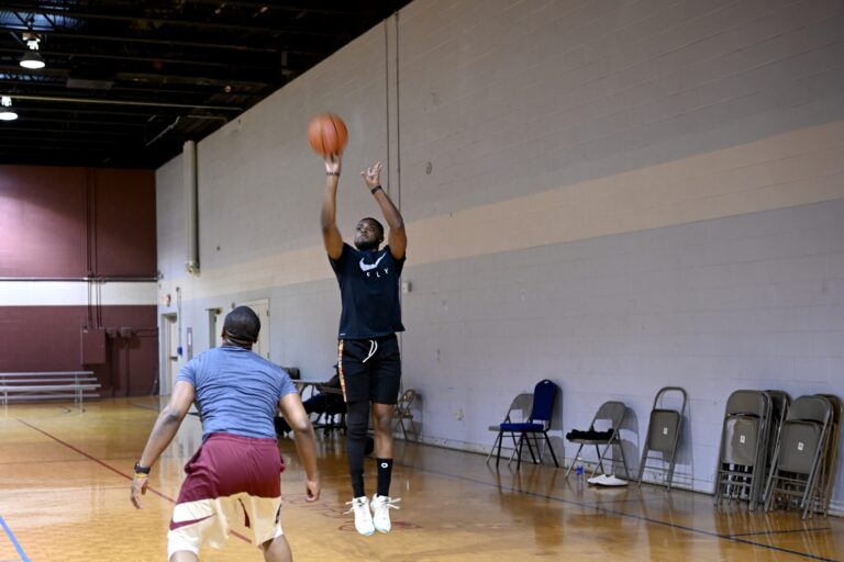 Students playing basketball