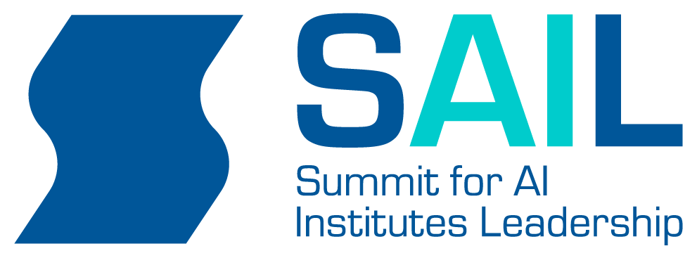 The image is a logo for the sail summit for AI leadership. It features a blue and white color scheme with the word "Sail" prominently displayed.