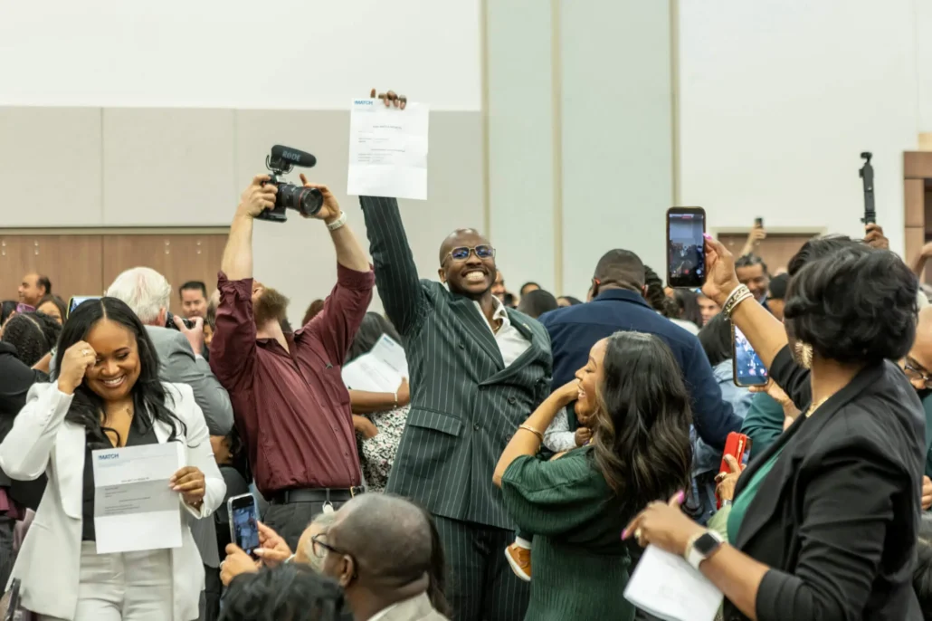 Student celebrating Match Day results