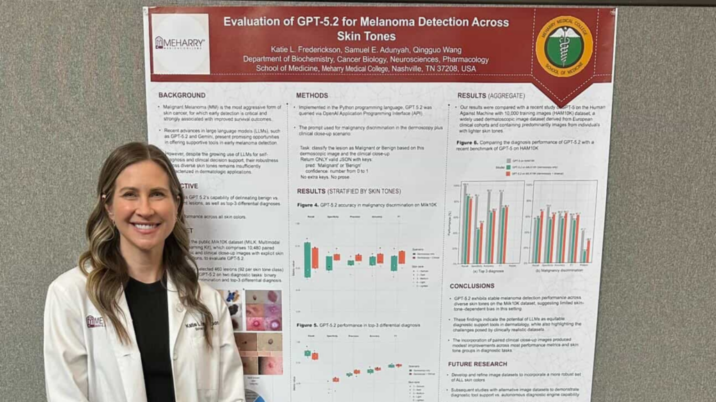 Katie Frederickson, RN, MSN, FNP-BC, a third-year medical student presenting at the Annual Research Symposium