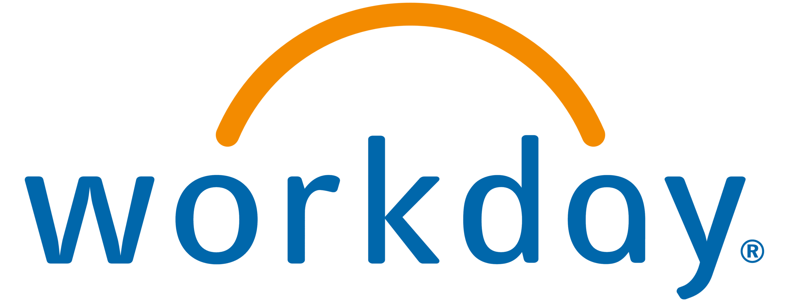 Logo of Workday with the word 'workday' in blue.