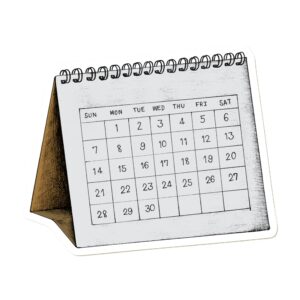 A calendar with a handwritten look, placed on a desk.