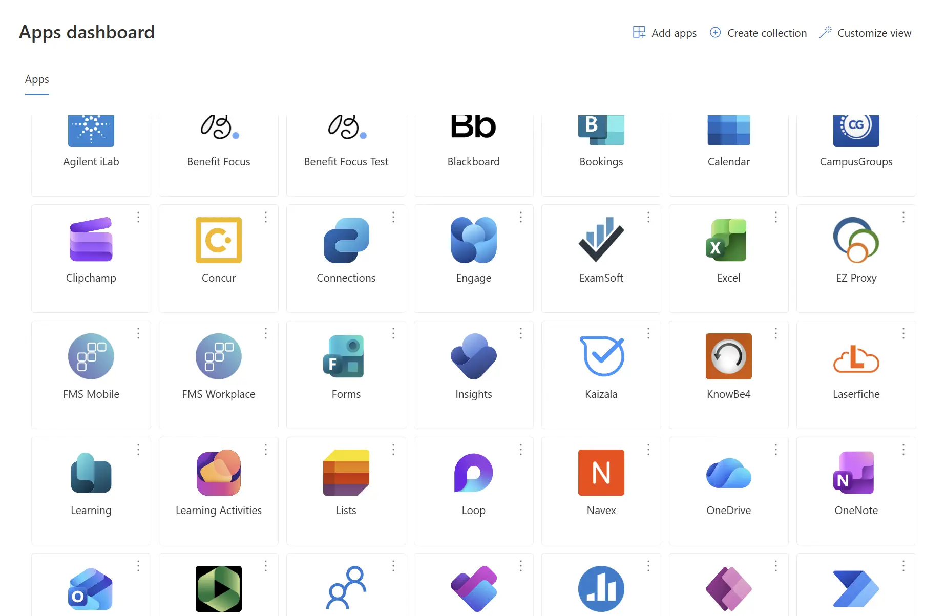 images of applications available at MyApps link