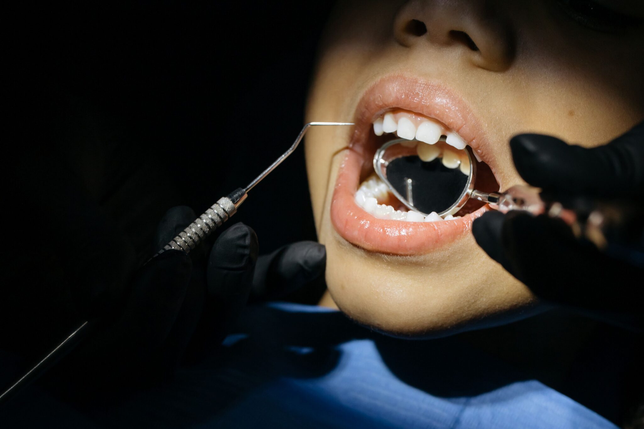 Child getting dental screening